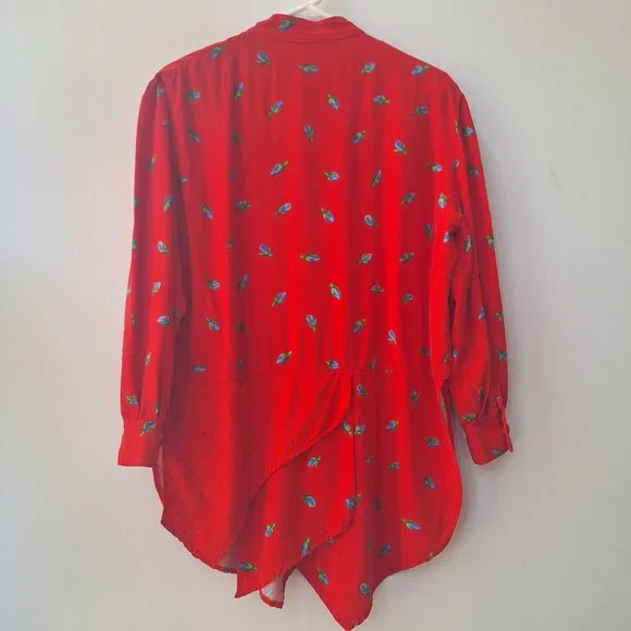 VTG SNOOTY HOOTY Atlanta Red Floral Mixed Print Shirt - Picture 5 of 6